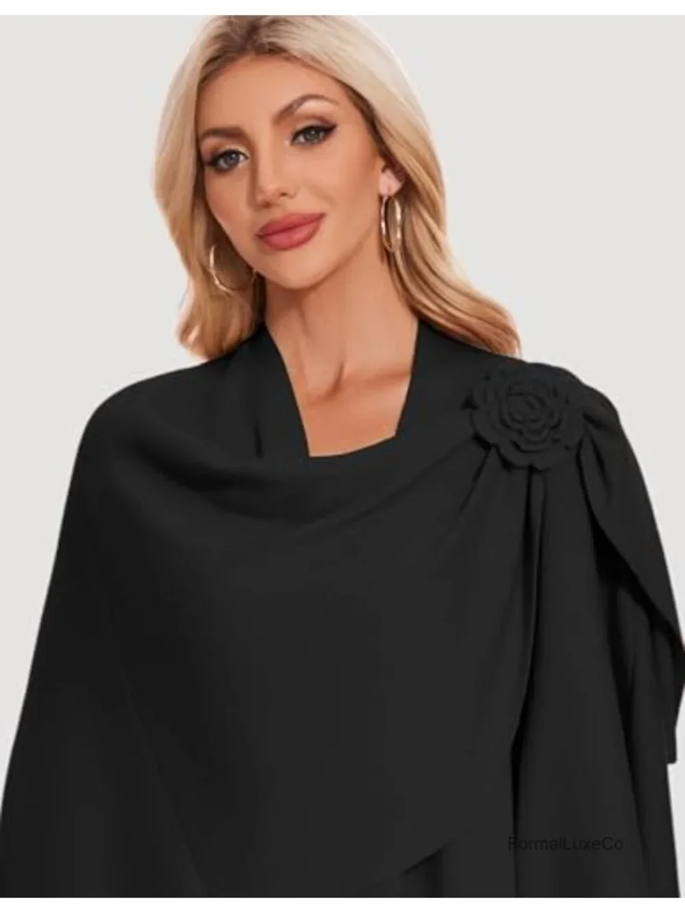 Elegant Cross Front Floral Shawl Wrap Poncho Viscose Blend Long Length